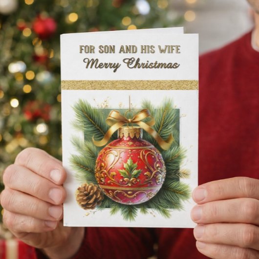 Kerstzoon & echtgenote kerstgroet  feestdagen kaart