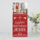 Kerstzuster Happy Birthday Jezus Religieus Feestdagenkaart (Staand voorkant)