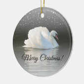 Kerstzwaan op het Snowy Lake Keramisch Ornament (Links)