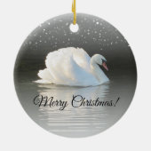 Kerstzwaan op het Snowy Lake Keramisch Ornament (Achterkant)