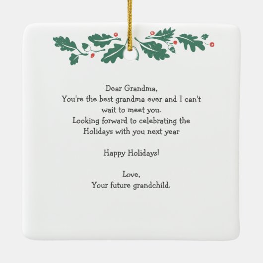 Kerstzwangerschap Aankondiging Baby Scan Grandma Keramisch Ornament (Achterkant)