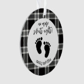 Kerstzwangerschap Aankondiging zwart, geplakt Ornament (voorkant)