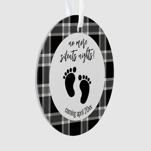 Kerstzwangerschap Aankondiging zwart, geplakt Ornament (voorkant)