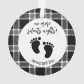 Kerstzwangerschap Aankondiging zwart, geplakt Ornament (achterkant)