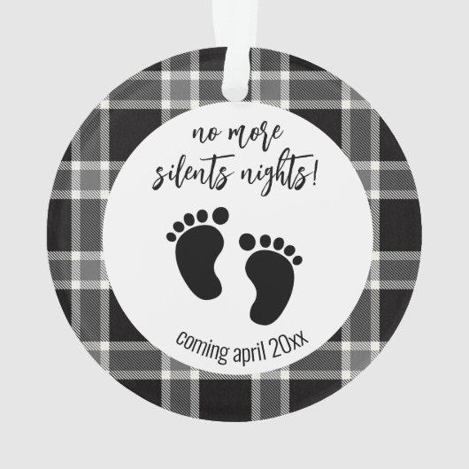 Kerstzwangerschap Aankondiging zwart, geplakt Ornament (achterkant)
