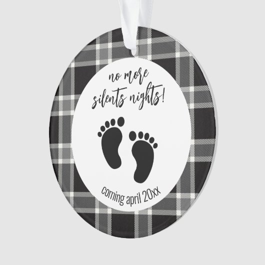 Kerstzwangerschap Aankondiging zwart, geplakt Ornament (voorkant)