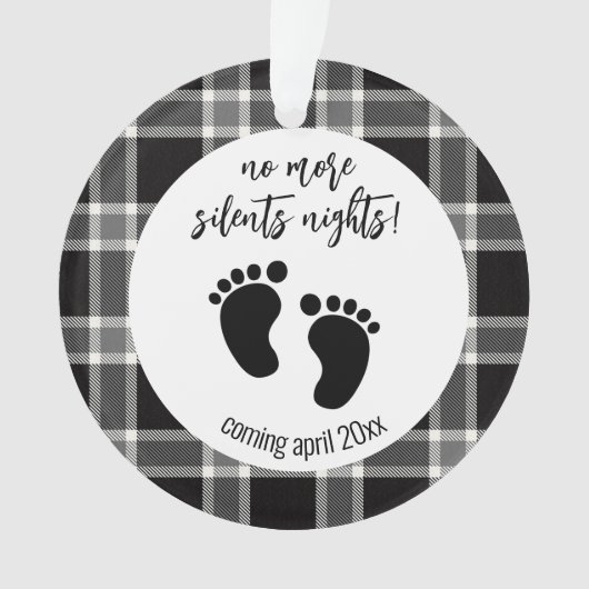 Kerstzwangerschap Aankondiging zwart, geplakt Ornament (voorkant)