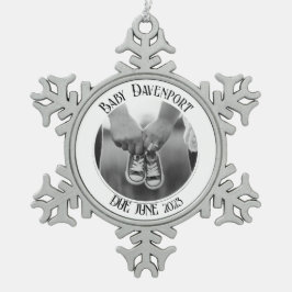 Kerstzwangerschap Foto Tin Sneeuwvlok Ornament