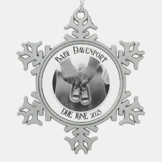 Kerstzwangerschap Foto Tin Sneeuwvlok Ornament