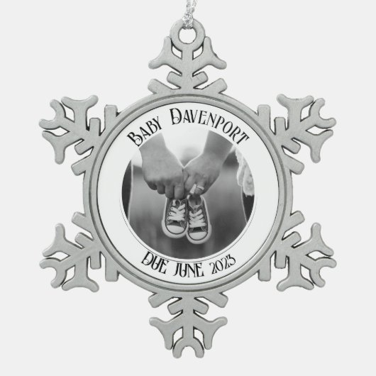 Kerstzwangerschap Foto Tin Sneeuwvlok Ornament (Voorkant)