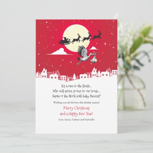 Kerstzwangerschaps-feestkaart Feestdagenkaart (Staand voorkant)