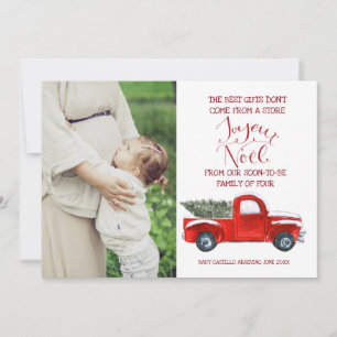 Kerstzwangerschapsaankondiging -  vrachtwagen feestdagenkaart