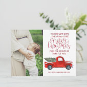 Kerstzwangerschapsaankondiging -  vrachtwagen feestdagenkaart (Staand voorkant)