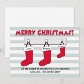 Kerstzwangerschapsuitbreidingskaart - Stockings Feestdagenkaart (Voorkant / Achterkant)