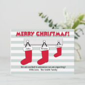 Kerstzwangerschapsuitbreidingskaart - Stockings Feestdagenkaart (Staand voorkant)