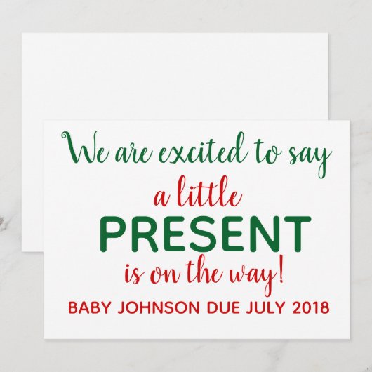 Kerstzwangerschapsuitkondiging onthullen feestdagenkaart (Voorkant / Achterkant)