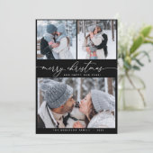 Kerstzwart 3 Collage Multi Photo Holidard Kaart (Staand voorkant)