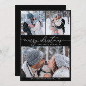 Kerstzwart 3 Collage Multi Photo Holidard Kaart (Voorkant / Achterkant)