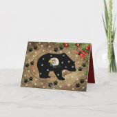 Kerstzwart Beer Bald Eagle Wilderness Feestdagen Kaart (Achterkant)