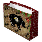 Kerstzwart Beer Bald Eagle Wilderness Groot Cadeauzakje (Achterkant Gekanteld)