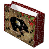 Kerstzwart Beer Bald Eagle Wilderness Groot Cadeauzakje (Voorkant Gekanteld)