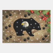 Kerstzwart Beer Bald Eagle Wilderness  Inpakpapier Vel (Voorkant)
