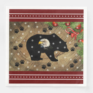 Kerstzwart Beer Bald Eagle Wilderness Servet