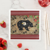 Kerstzwart Beer Bald Eagle Wilderness Servet (Insitu)