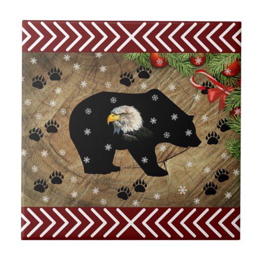Kerstzwart Beer Bald Eagle Wilderness Tegeltje (Voorkant)