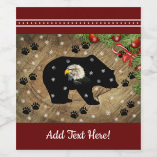 Kerstzwart Beer Bald Eagle Wilderness Wijn Etiket