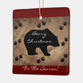 Kerstzwart Beer en Beren poten Keramisch Ornament (Links)