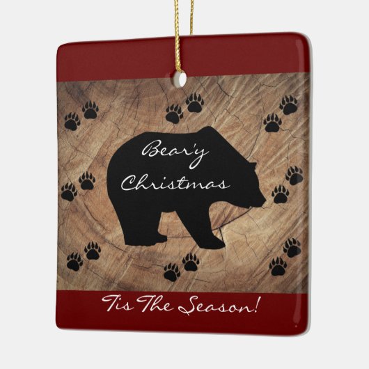 Kerstzwart Beer en Beren poten Keramisch Ornament (Links)