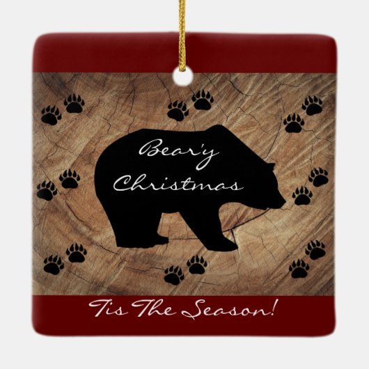 Kerstzwart Beer en Beren poten Keramisch Ornament (Achterkant)