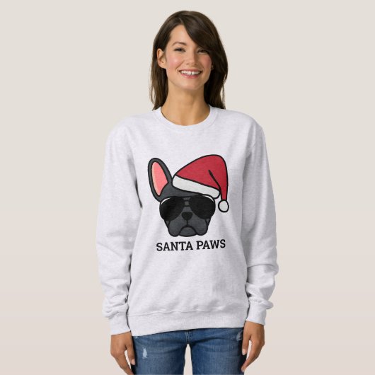 Kerstzwart Bulldog Sweatshirt (Voorkant volledig)