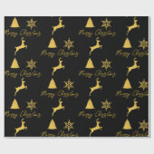 Kerstzwart en gouden patroon cadeaupapier (Vlak)