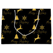 Kerstzwart en gouden patroon groot cadeauzakje (Voorkant)