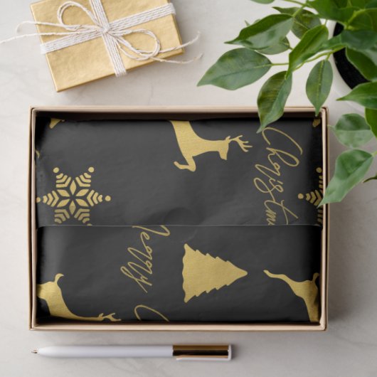 Kerstzwart en gouden patroon tissuepapier (Geschenk)