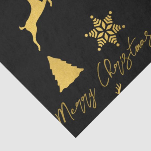 Kerstzwart en gouden patroon tissuepapier (Detail)