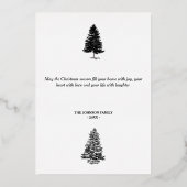 Kerstzwart en goudkoorts - Rustige pineboom Folie Feestdagenkaart (Achterkant)