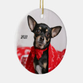 Kerstzwart en Tan Chihuahua Puppy Dog Keramisch Ornament (Rechts)
