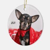 Kerstzwart en Tan Chihuahua Puppy Dog Keramisch Ornament (Links)