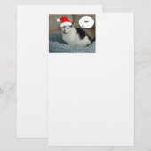 Kerstzwart en White Kitten Briefpapier (Voorkant / Achterkant)