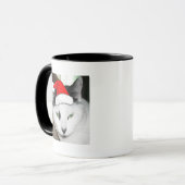 Kerstzwart en White Kitten Mok (Voorkant links)