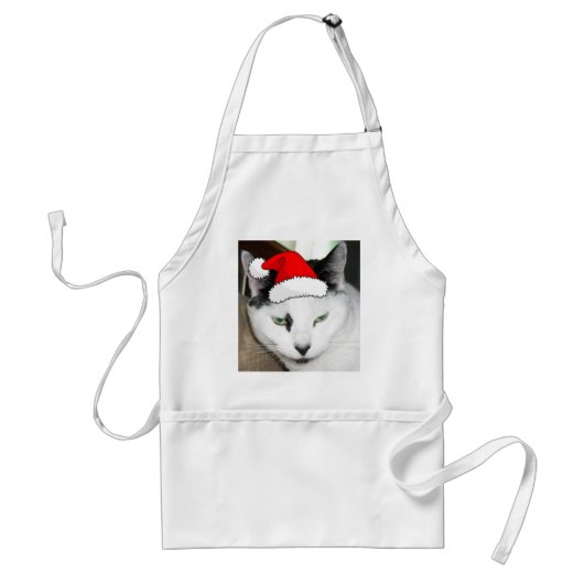 Kerstzwart en White Kitten Standaard Schort (Voorkant)