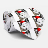 Kerstzwart en White Kitten Stropdas (Opgerold)