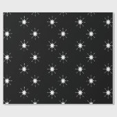 Kerstzwart en wit met sterren cadeaupapier (Vlak)