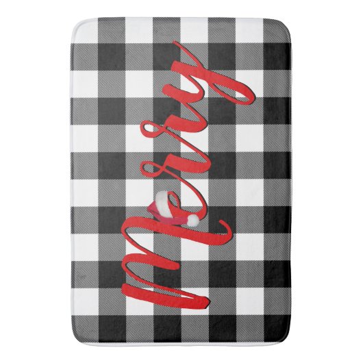 Kerstzwart en witte buffels badmat (Voorkant Verticaal)