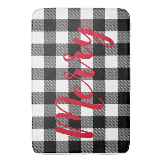 Kerstzwart en witte buffels badmat (Voorkant Verticaal)