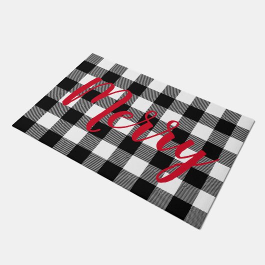 Kerstzwart en witte buffels deurmat (Schuin)