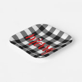 Kerstzwart en witte buffels papieren bordje (Gebogen)